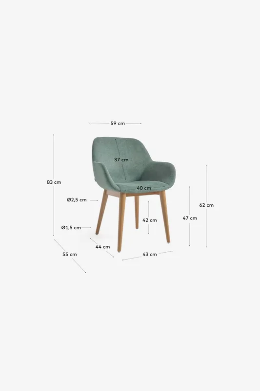 Silla Konna - verde y patas de madera maciza de fresno acabado oscuro en Verde - Sillas, Uruguay | Kavehome, vista 10