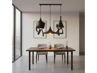 Lámpara de colgar 3 luces de aluminio E27 Negra en Negro, Uruguay | Quesal, vista 7