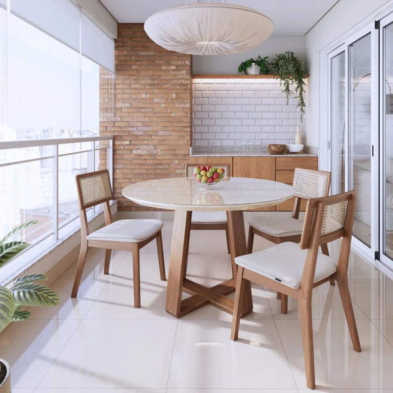 Mesa de Comedor Wood - Redonda - Línea Nevada en Multicolor - Mesas de comedor, Uruguay | Ecowood, vista 3