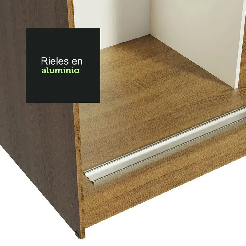 Ropero Placard Matrimonial Reno 180CM Pareja con 1 Espejo 3 Puertas Corredizas en Rustic/Negro - Roperos y placares, Uruguay | Balton, vista 21