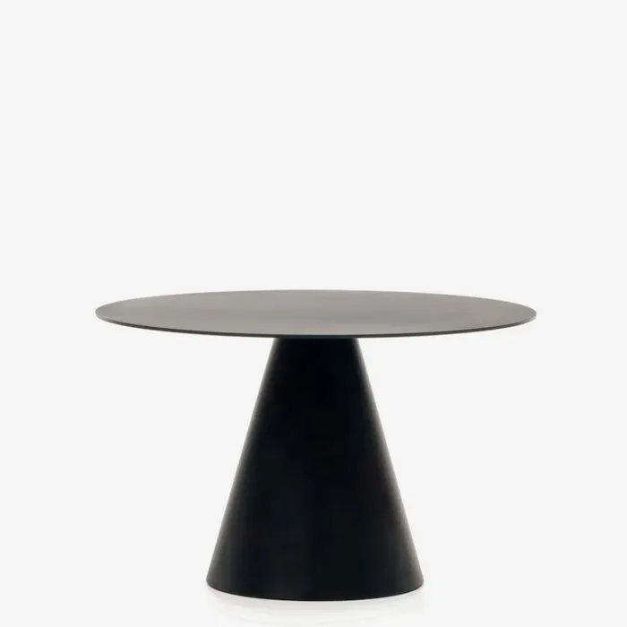 Mesa Wilshire de cristal templado y metal con acabado pintado negro Ø 120 cm en Negro, Uruguay | Kavehome
