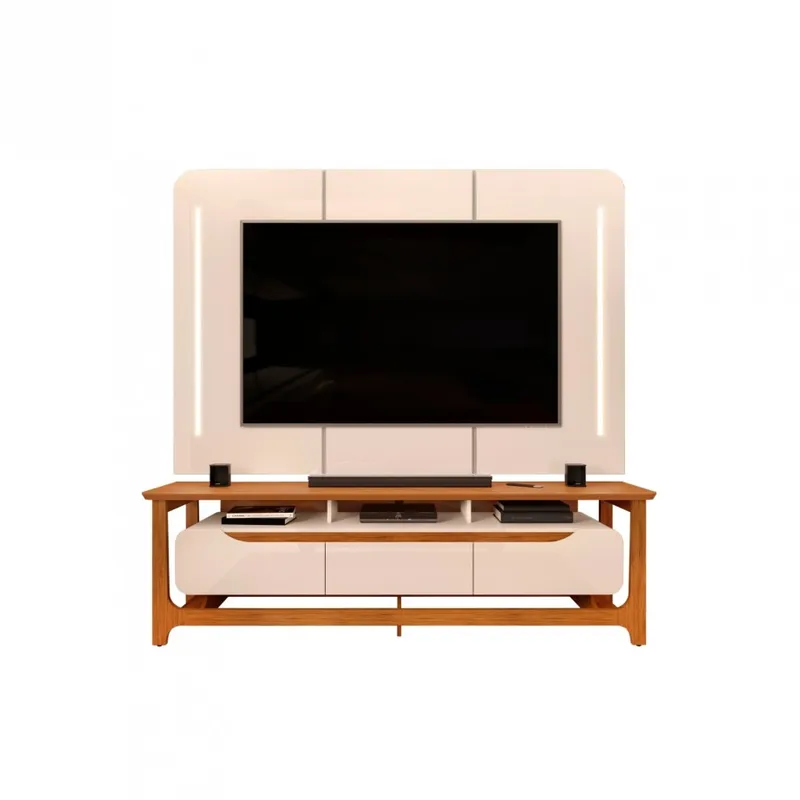 Rack con Panel Salvatore - Blanco - Muebles para TV, Uruguay | Rústico Hogar