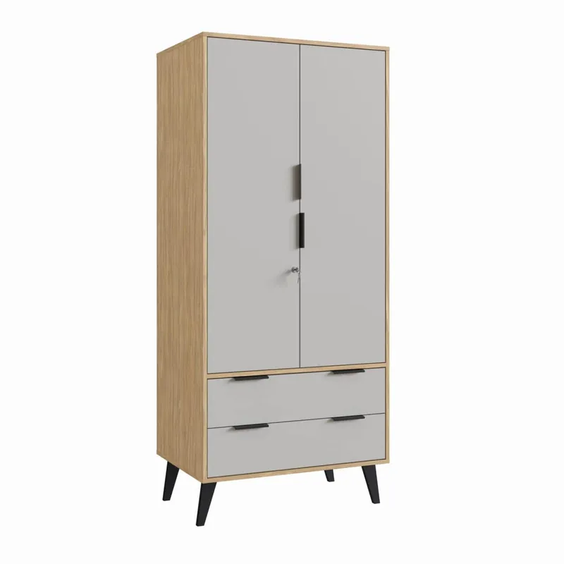 Ropero 2 Puertas 2 Cajones Con Patas Estilo Nórdico Mdp - Roperos y placares, Uruguay | Lais Muebles