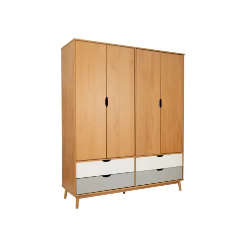 Ropero 4 Puertas Línea Praga en Madera natural - Roperos y placares, Uruguay | Ecowood