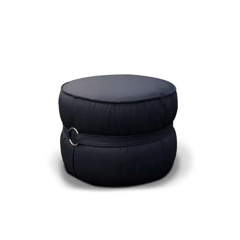 Puff 100% Cuero - Mia - Negro - Sillones y sofás, Uruguay | Ecowood