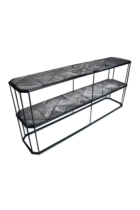 CONSOLA LOMBARDIA FD156-1 ROBLE/METAL 180X40X80H CM en Gris - Aparadores y recibidores, Uruguay | Vinibel