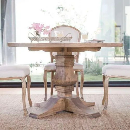 MESA COMEDOR REDONDA DE CEDRO EMMA - 1.30 MTS en Madera natural - Mesas de comedor, Uruguay | La Iberica