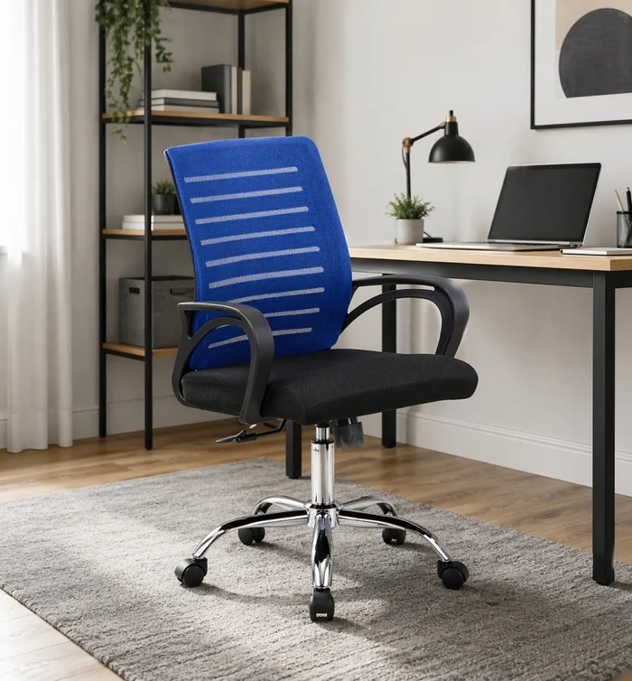 SILLA DE ESCRITORIO RESPALDO MESH AZUL MC025B en Azul - Escritorios y sillas de escritorio, Uruguay | Alfa Ventas, vista 2