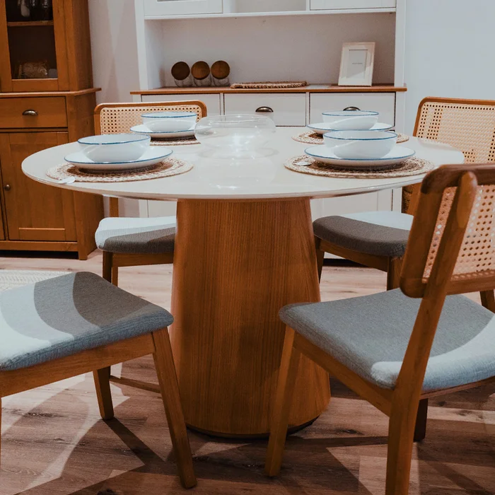 Mesa de Comedor Ana - Redonda - Línea Nevada - Blanco en Blanco - Mesas de comedor, Uruguay | Ecowood, vista 2