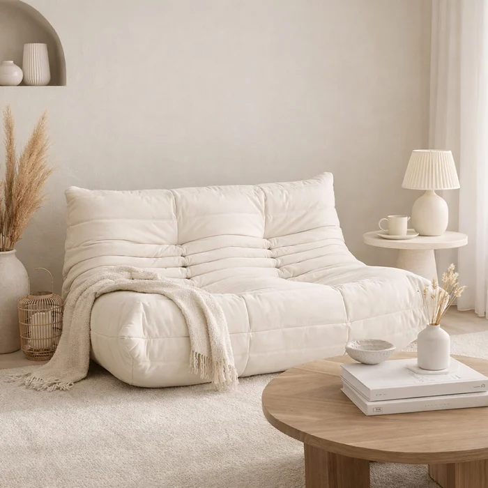 Sofá Togo Doble - Beige en Beige - Butacas, banquetas y puffs, Uruguay | Samic, vista 2