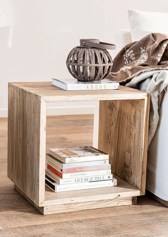 MESA LATERAL CUBO - OLMO NATURAL - 55 X 50 CMS en Madera natural - Mesas de living, Uruguay | La Iberica, vista 4