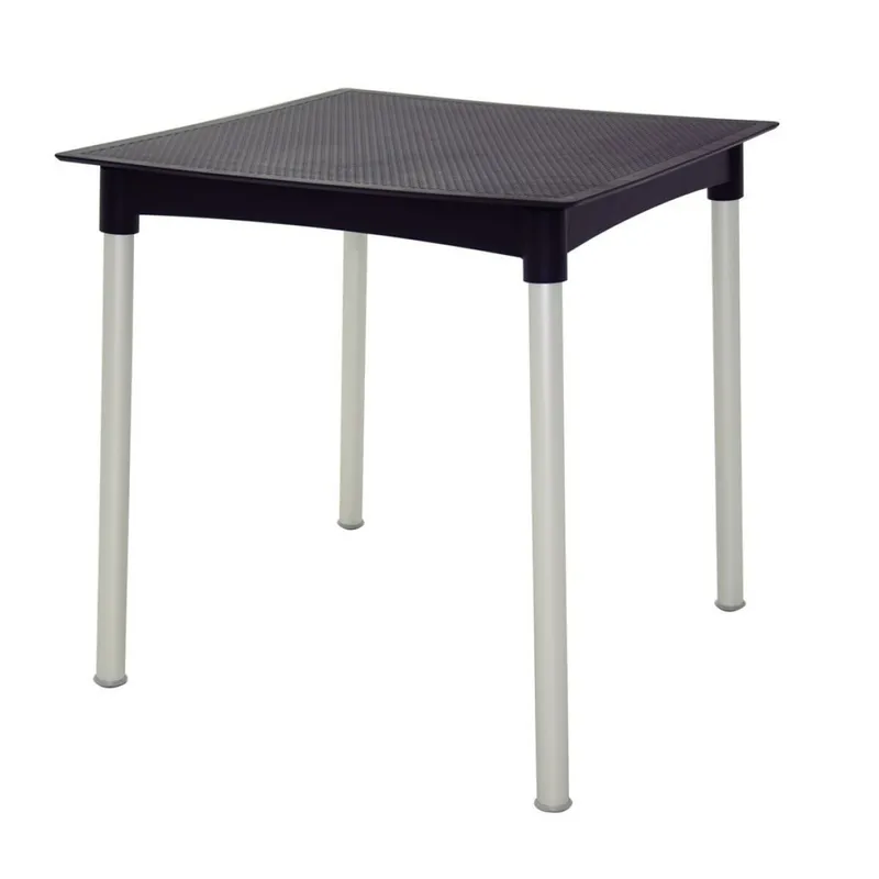 MESA LAURA 70X70X73CM PP NEGRO PATAS ALUMINIO - Mesas de comedor, Uruguay | Decohogar
