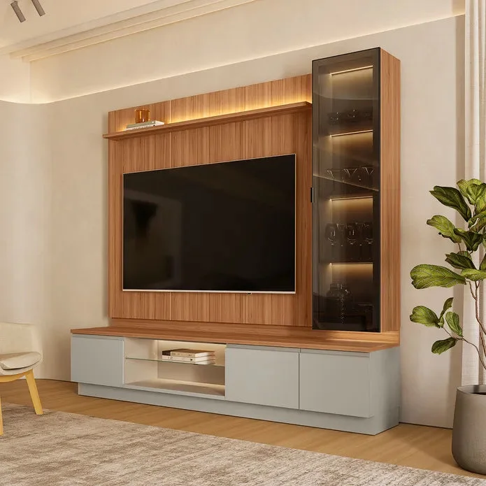 Conjunto Modular - Magnum 245CM - Cristalero Led en Madera natural - Muebles para TV, Uruguay | Balton, vista 3