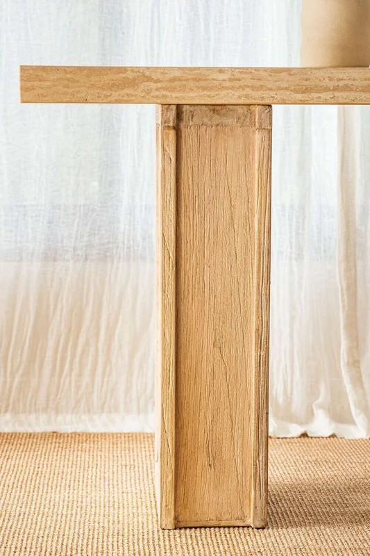 MESA DE ARRIMO / CONSOLA TRAVERTINO - 1.80 MTS en Madera natural - Bibliotecas, Uruguay | La Iberica, vista 8