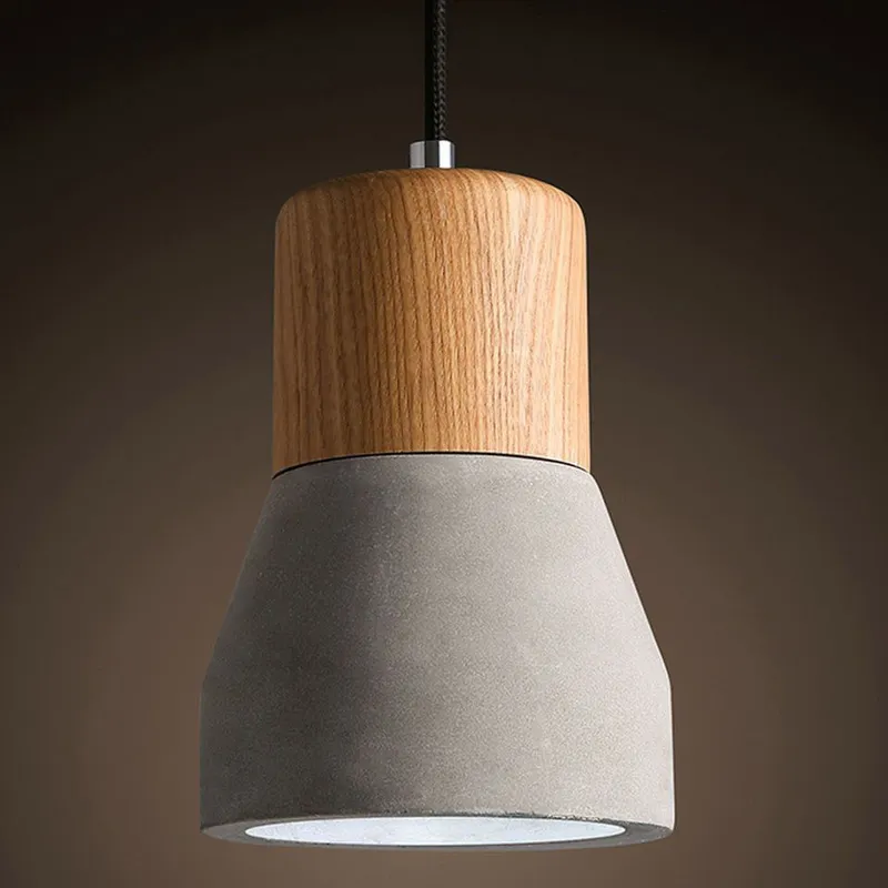 Lámpara en cemento y madera Serafina en Multicolor - Lámparas colgantes, Uruguay | Alta Gracia Deco