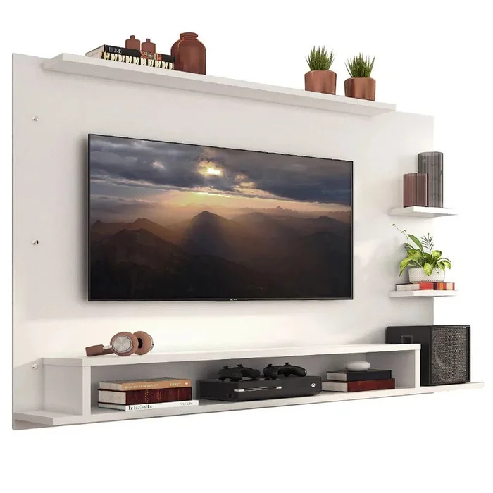 Panel TV con estante hasta 60 Pulgadas en Blanco - Muebles para TV, Uruguay | Balton, vista 3