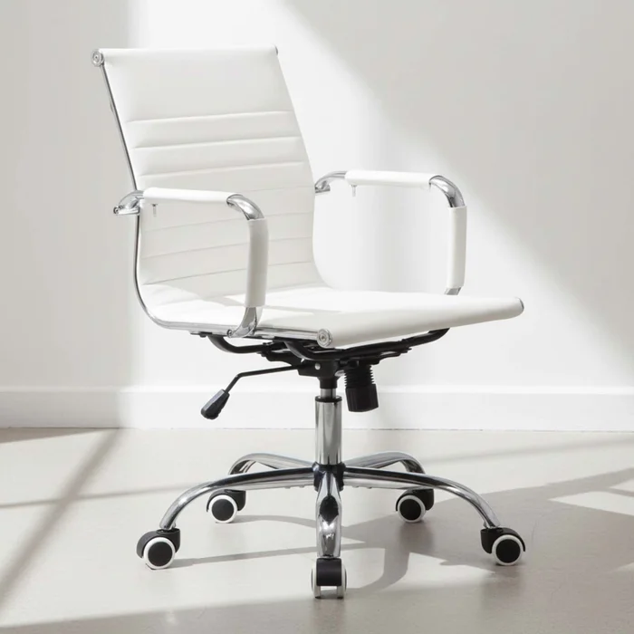 Silla De Escritorio Simil-cuero Blanco D-101 en Blanco - Escritorios y sillas de escritorio, Uruguay | Divino