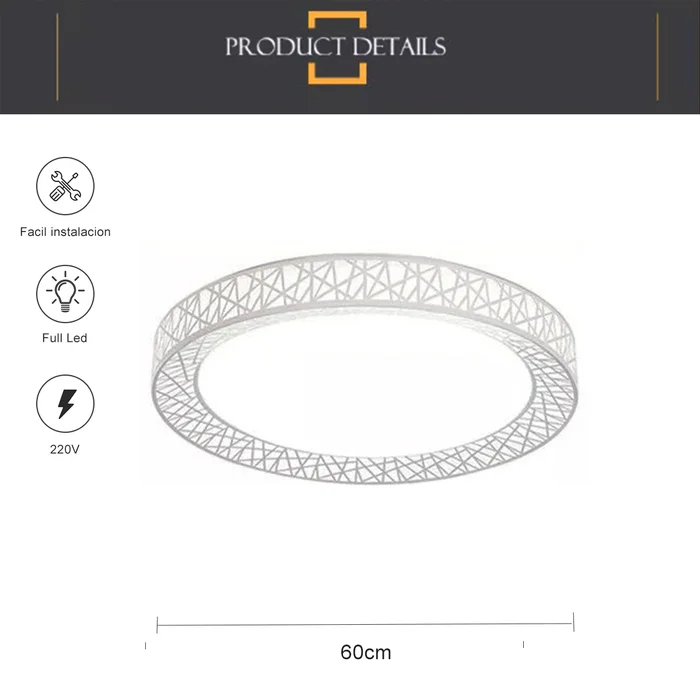Luminaria plafón techo full led nórdico metálico 37W en Blanco - Lámparas colgantes, Uruguay | Decotech, vista 6