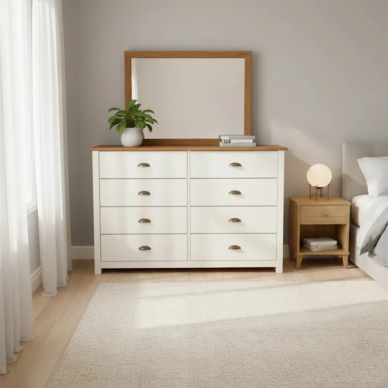 Cómoda 8 cajones - Linea Colonial - Blanco en Blanco - Cómodas, Uruguay | Ecowood