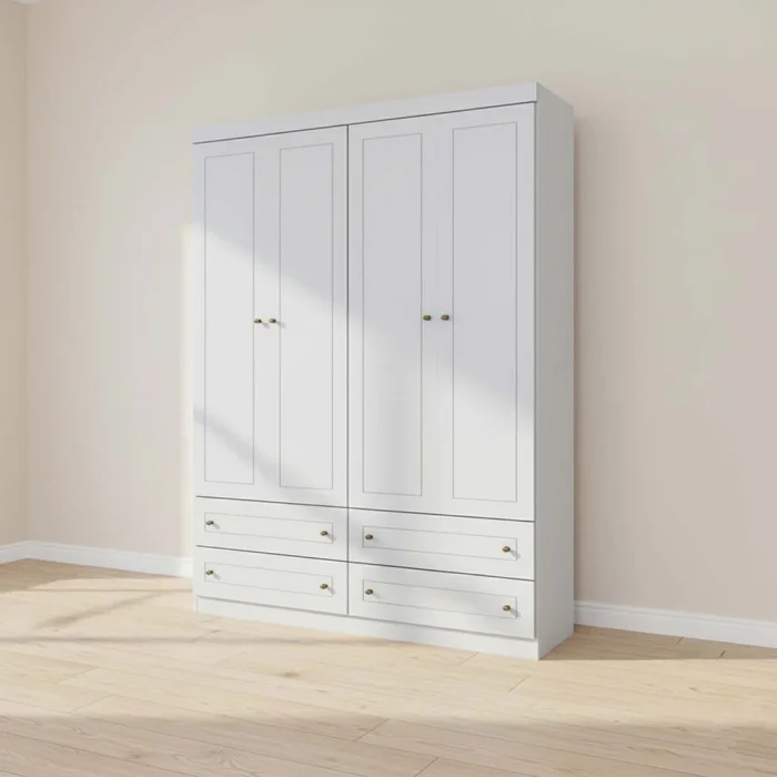 Placard Ropero 4 Puertas Mdf-y-mdp Blanco Americano en Blanco - Roperos y placares, Uruguay | Divino