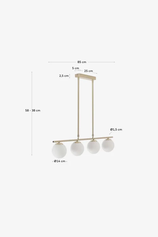 Lámpara de techo Mahala de acero - con 4 bolas de cristal glaseado en Dorado - Lámparas colgantes, Uruguay | Kavehome, vista 3