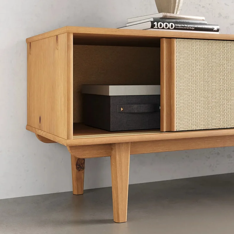 Rack TV 175CM con Ratan Serena - Madera Maciza en Madera natural - Muebles para TV, Uruguay | Balton, vista 7