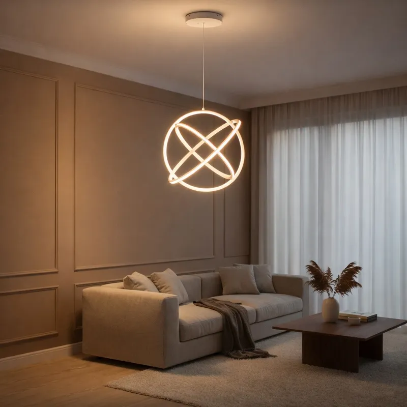 Colgante Led Diseño Átomo tres aros 80W Dimerizable en Blanco - Lámparas colgantes, Uruguay | Iluminica