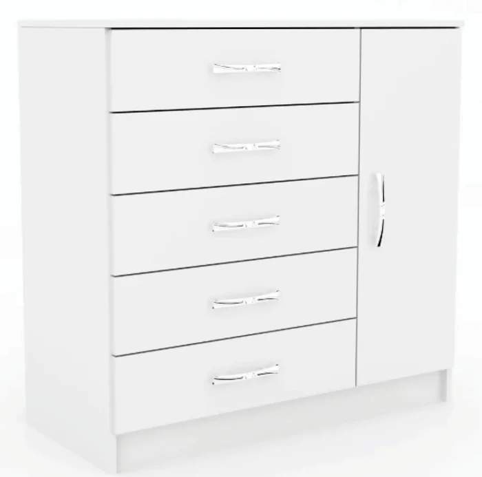 Comodas Cajoneras 5 Cajones 1 Puerta Dormitorio Negro 158 en Negro - Cómodas, Uruguay | Soy Hogar, vista 4