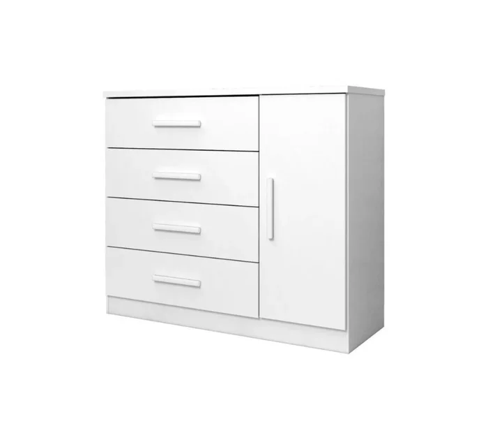 Cómoda Zapatera Genova Plus 1 Puerta 4 Cajones - Blanco en Blanco - Cómodas, Uruguay | Rústico Hogar, vista 2