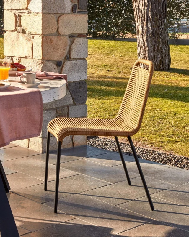 Silla Lambton de cuerda - marrón y acero con acabado negro en Negro - Sillas, Uruguay | Kavehome, vista 3