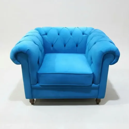 Sofa 1 cuerpo Clasico - Tapizada tela Turquesa en Turquesa - Butacas, banquetas y puffs, Uruguay | Champagne Home