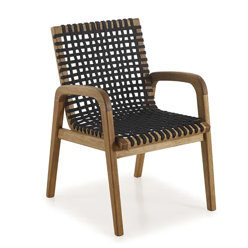 SILLA TRACO C/BRAZO CUERDA NEGRA 56x62x85CM JATOBA - Muebles para el exterior, Uruguay | Vinibel