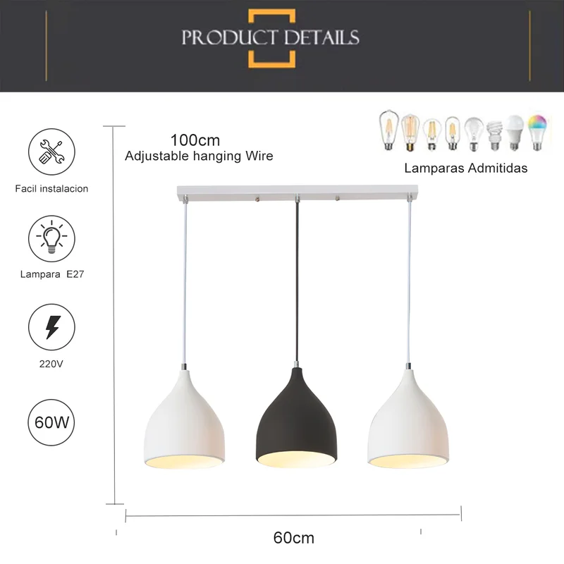 Luminaria colgante tres campanas - Lámparas colgantes, Uruguay | Decotech, vista 5