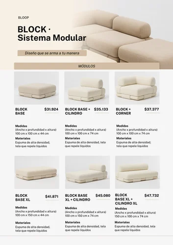 Block - Sofá Modular en Beige - Sillones y sofás, Uruguay | Bloop Home, vista 11
