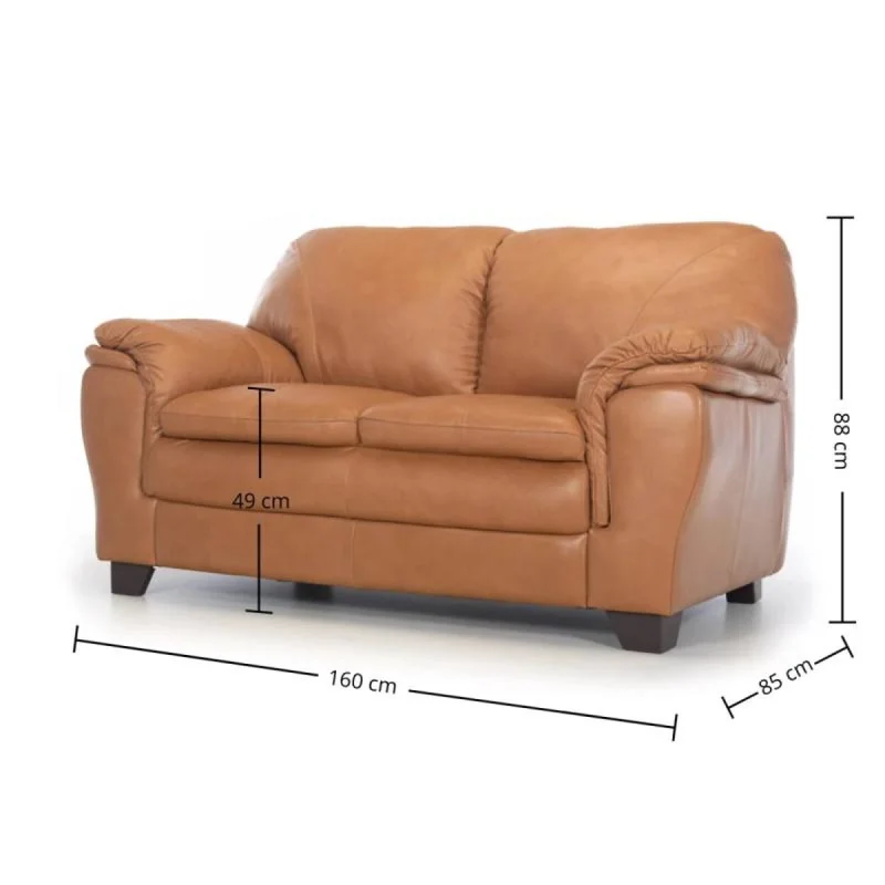 Sillón 100% Cuero - 2 Cuerpos - Monza - Camel en Marrón - Sillones y sofás, Uruguay | Rústico Hogar, vista 5