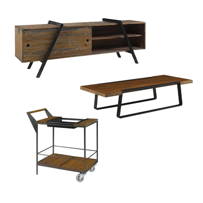 Mesa Central + Rack + Carro Bar York en Marrón - Mesas de living, Uruguay | Divino, vista 2