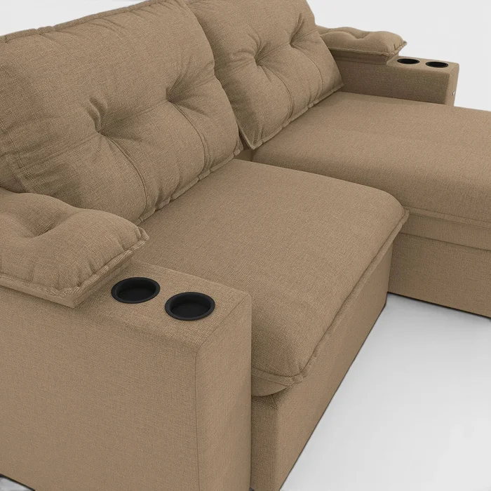 Sofa Zandon 260CM - Retractil/Reclinable en Lino Arena A085 - Sillones y sofás, Uruguay | Balton, vista 4