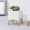 MACETA CERAMICA C/BASE 6x6x9CM BLANCO/DORADO en Blanco - Macetas, Uruguay | Koz, vista 2 de 4