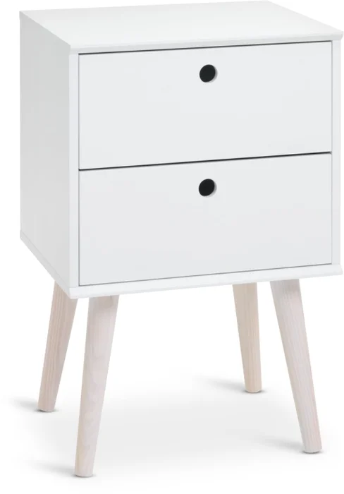 Mesa de luz OPLEV 2 cajones blanco/pino en Blanco - Mesas de luz, Uruguay | JYSK