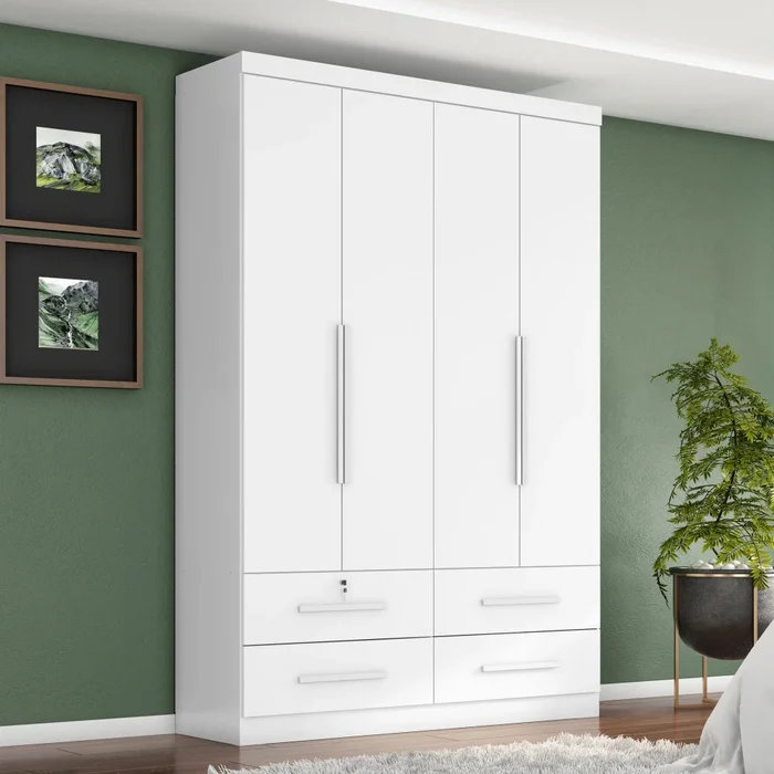 Ropero Max Plus 4 Puertas 4 Cajones - Línea Glam - Blanco en Blanco - Roperos y placares, Uruguay | Ecowood, vista 2
