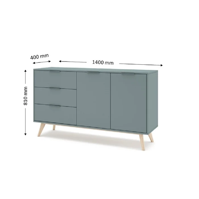 BARGUE?O PISCO 2 PUERTAS 3 CAJ 140 CMS KAKI 9902ZP - Muebles para TV, Uruguay | Rosas Hermanos, vista 3