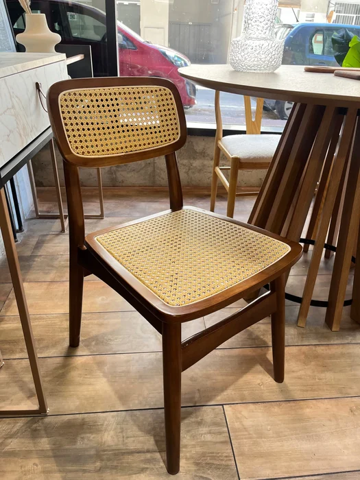 Silla Kira Madera de Caucho/Rattan Natural - Marrón Oscuro en Madera natural - Sillas, Uruguay | Berna home, vista 3