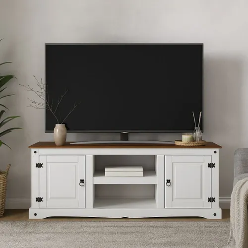 Rack 2 Puertas Línea Naturale 170 cm - Blanco/Roble en Multicolor - Muebles para TV, Uruguay | La Cueva Muebles