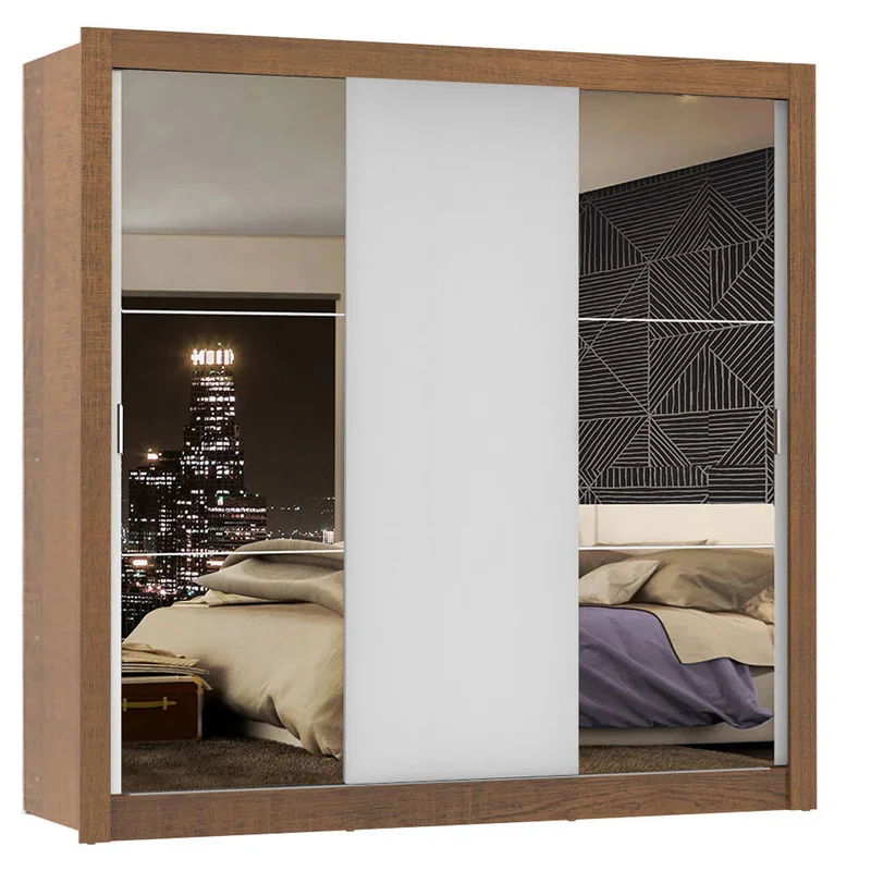 Ropero Placard Matrimonial Monaco 170CM con 2 Espejos 3 Puertas Corredizas en Negro/Rustico - Roperos y placares, Uruguay | Balton, vista 9