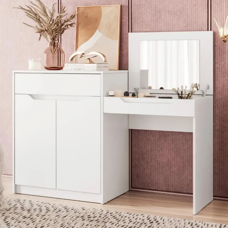 Escritorio Tocador 1 puerta 1 cajón - Trend - FIT - Blanco en Blanco - Escritorios, Uruguay | Ecowood