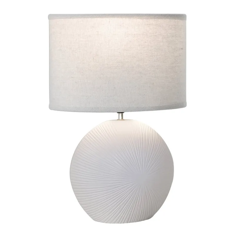 LAMPARA DE MESA CERAMICA 37x19x54CM LINEAS BLANCO en Blanco - Lámparas de mesa, Uruguay | Koz