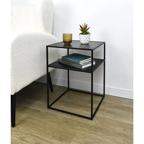MESA AUX 2 NIVELES 37.5X37.5X50.5CM METAL NEGRO en Negro - Mesas de comedor, Uruguay | Decohogar