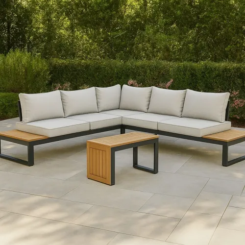 Juego de jardin esquinero Paris en Beige - Muebles para el exterior, Uruguay | La Cueva Muebles