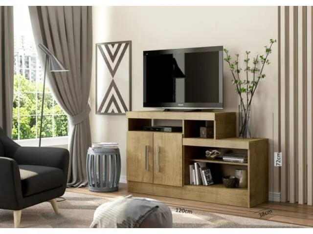 Rack Veneza 2P y estantes Terracota Demolicion en Rojo - Muebles para TV, Uruguay | Que Sal Muebleria
