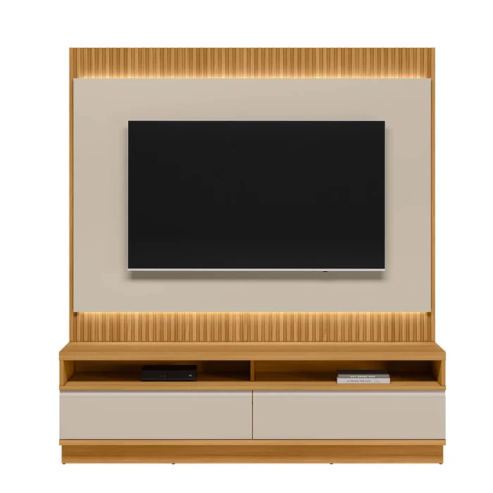Rack con Panel Modular Sao Paulo 180cm con Led MDF/MDP en Madera natural - Muebles para TV, Uruguay | Balton, vista 4